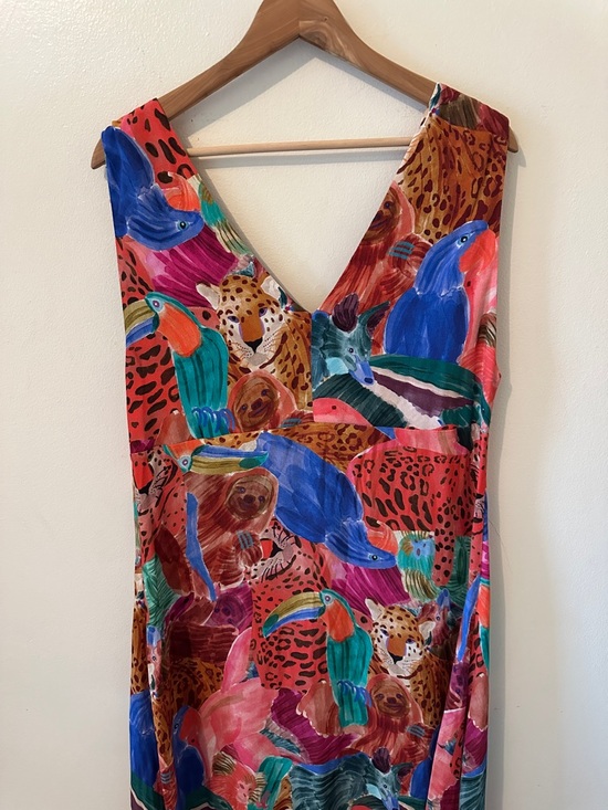 Farm Rio Multicolor V Neck Midi Dress - Size XL - Picture 8 of 12